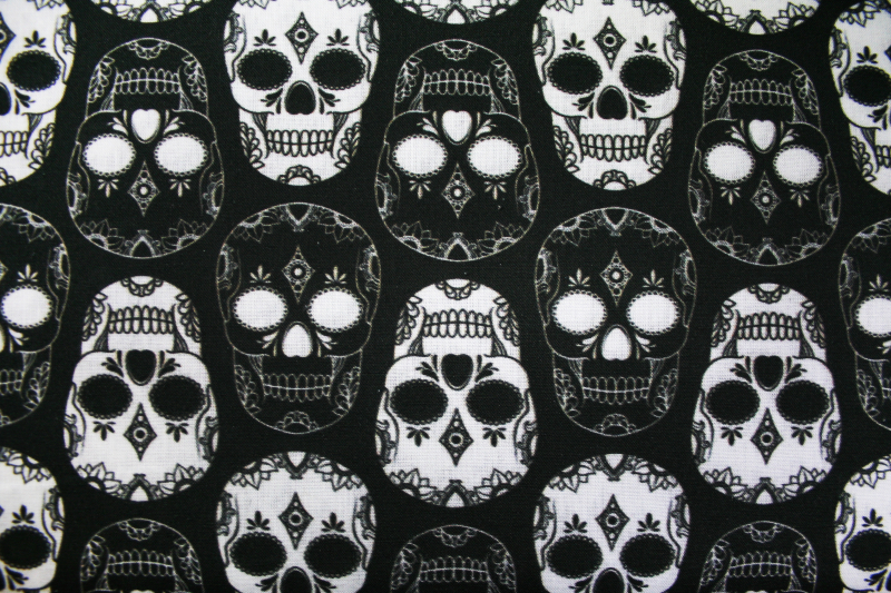 Baumwoll-Druck, Totenkopf mexikanisch