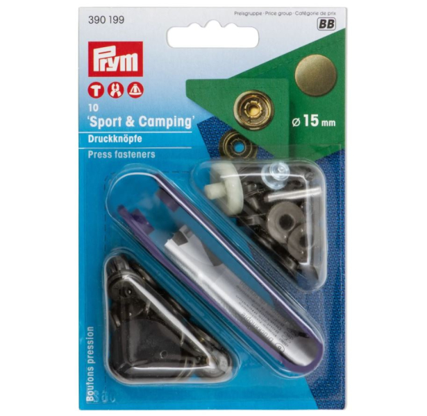 Prym Druckknpfe Sport & Camping 15mm Altmessing / 390199