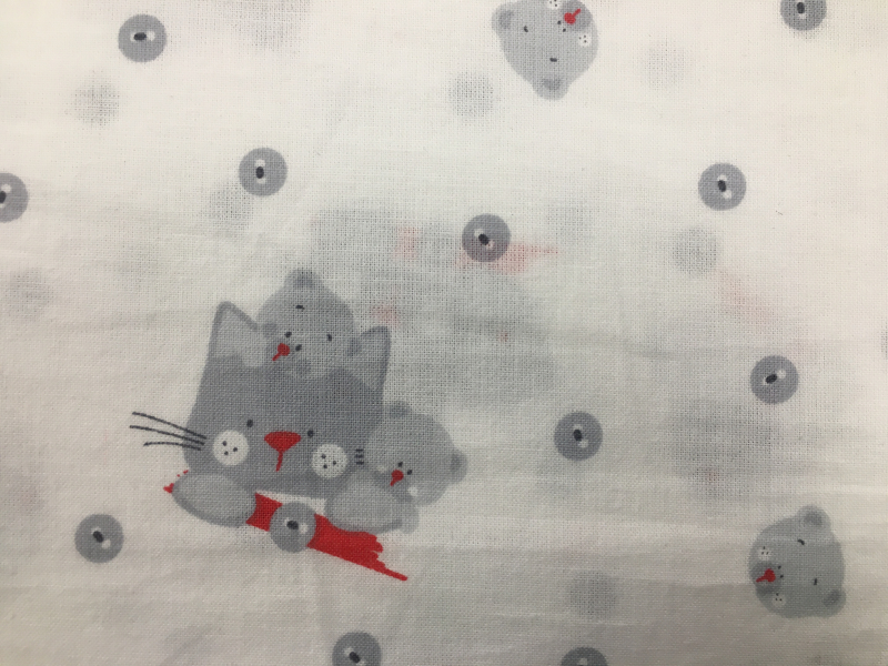 Baumwoll-Druck Katze und Br