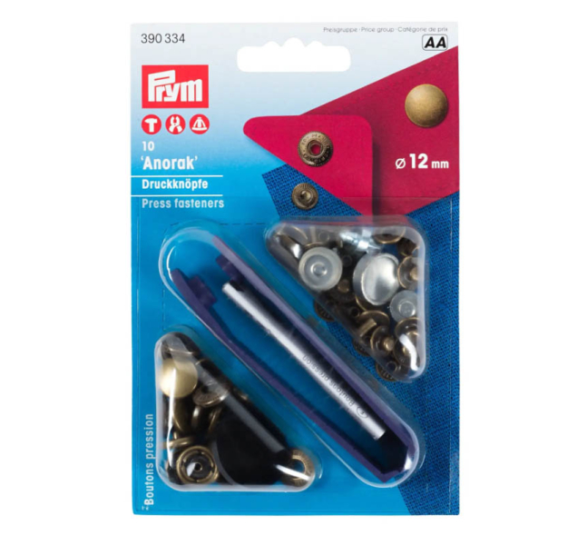 Prym Druckknpfe Anorak 12mm Altmessing / 390334