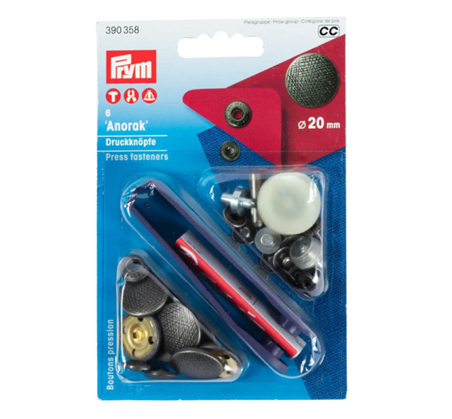 Prym Druckknpfe Anorak Design 20mm Silberfarbig / 390358