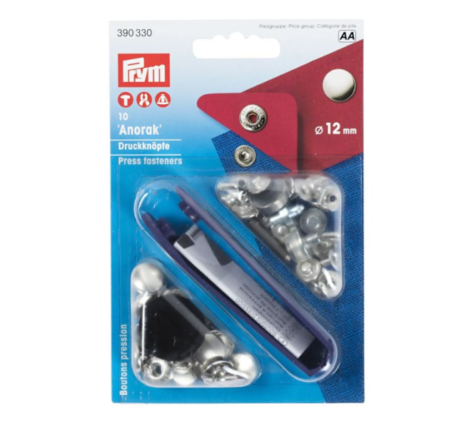 Prym Druckknpfe Anorak 12mm silberfarbig / 390330