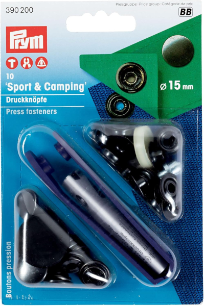 Nhfrei-Druckknopf Sport & Camping Messing 15 mm brniert / 390200
