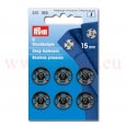 PRym Annhdruckknpfe Messing 15mm Schwarz