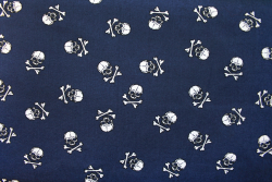 Baumwoll-Druck, Totenkopf blau